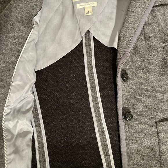 Banana Republic Grey Wool Knit Blazer Size 4 Italian Fabric - Picture 7 of 13